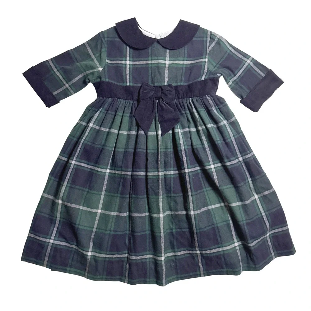 Bella Bliss Melbourne Plaid Remington Dress Girl's Size 8 Green Blue Holiday
